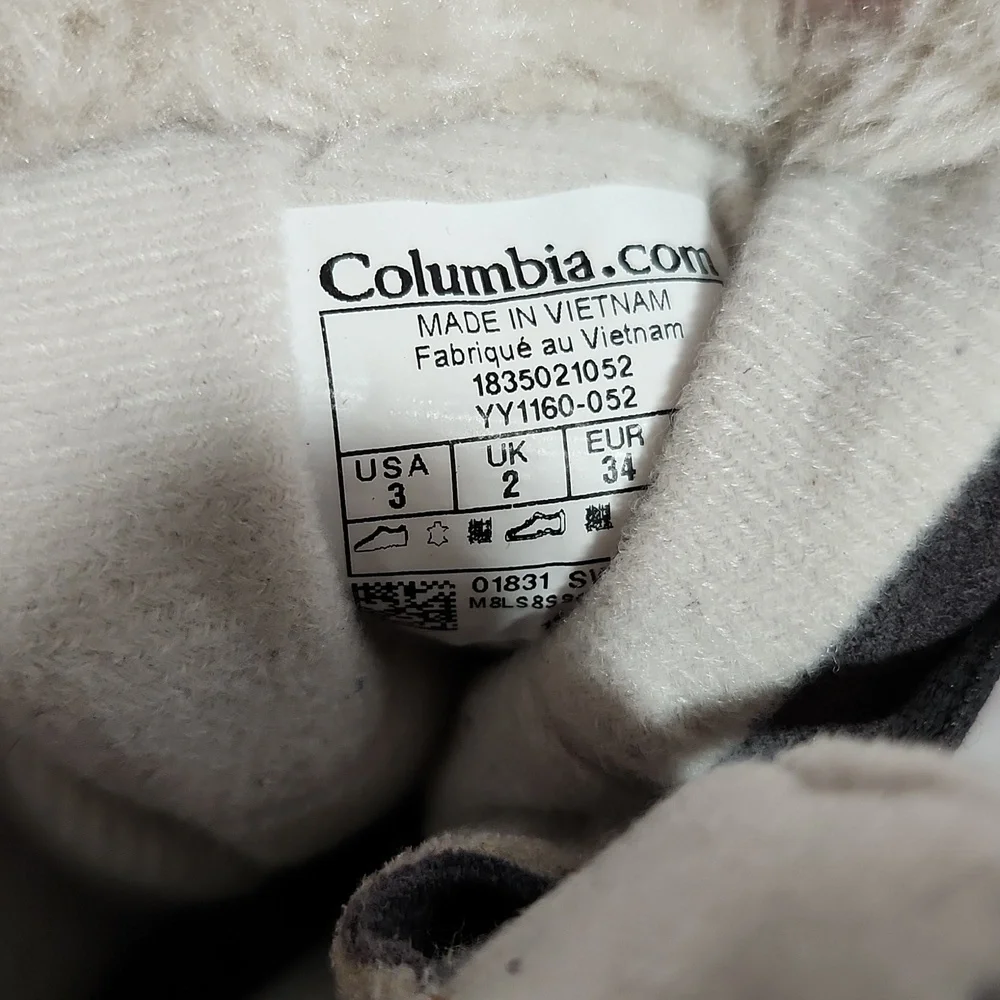 Columbia girls gray quilted faux-fur winter boots